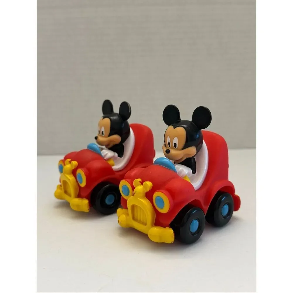 Disney Mickey Mouse Roll-along Red Toy Car by Sassy Push & Go Vehicle Set of 2